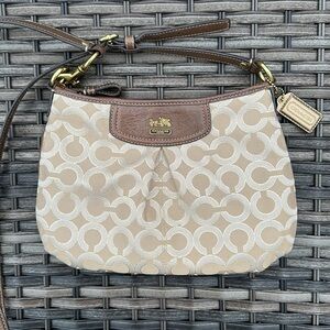 COACH Ashley Khaki & Gold Lurex Optic Art Swingpack Crossbody